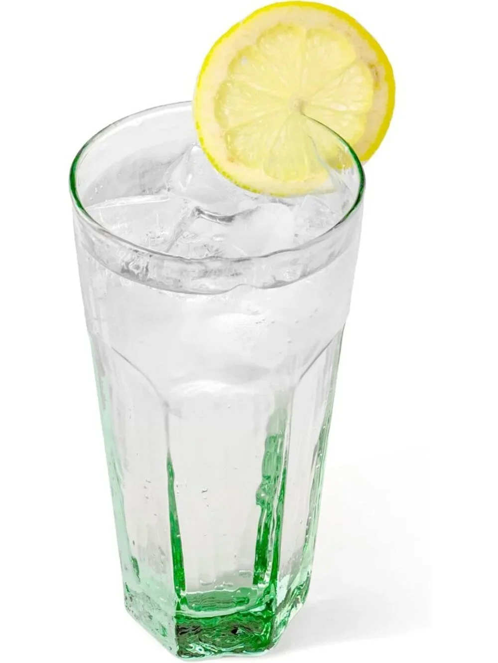 Set of 4 Green-Tinted Textured Recycled Glass Tumblers - 17 Fl Oz Drinking Cups